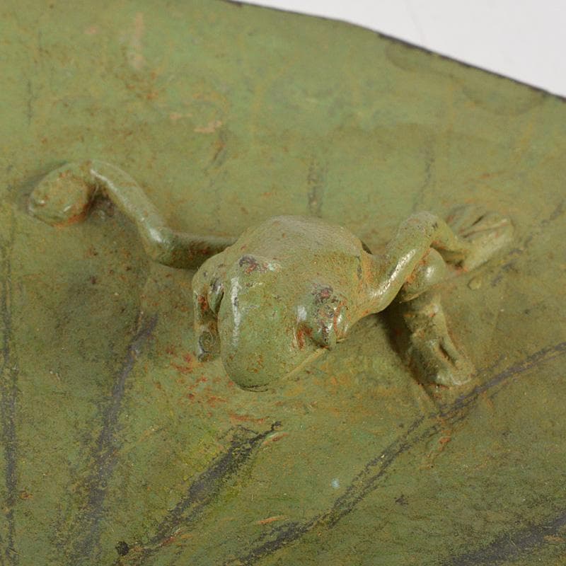 中国　銅製　蓮葉に蛙　香立　香皿　在銘　2点まとめて　N　6495