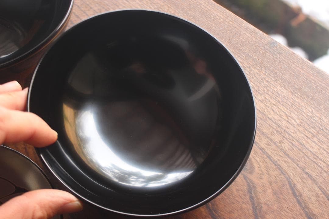 デッドストック！極上ススキ文に優美な内銀雁蒔絵の大椀2点（検輪島塗蒔絵椀雑煮椀