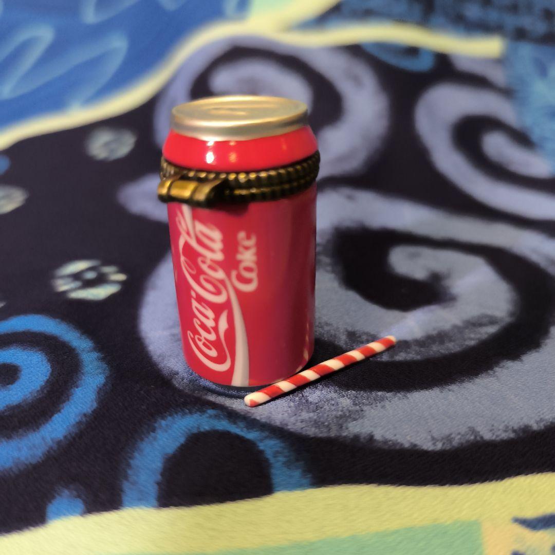 Coca-Cola ミニチュア缶 ストロー付き　ヒンジボックス