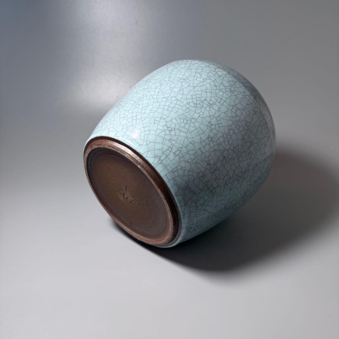 人間国宝　中島宏　青磁壺　共箱　上位作　究極の青磁　高さ23.2cm　栞