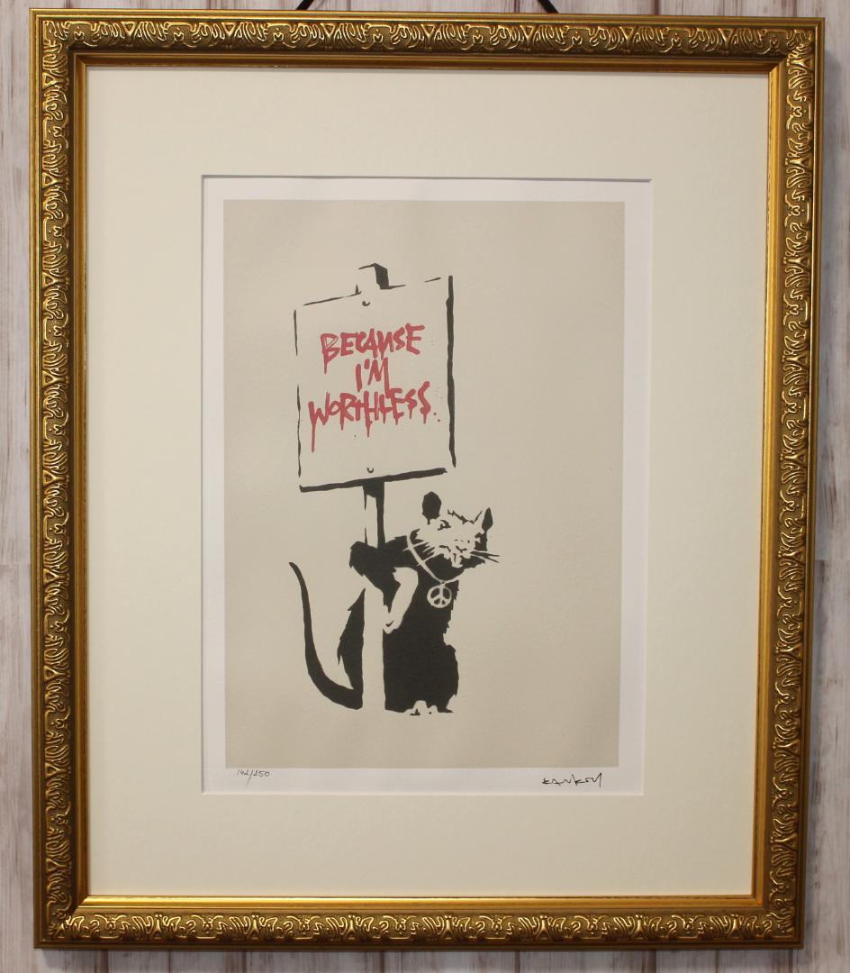 バンクシー 【Because I'm Worthless】エスタンプリトグラフ