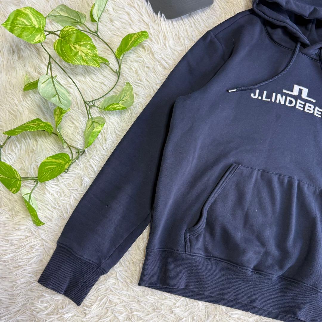 【ジェイリンドバーグ】美品 パーカー ネイビー 刺繍ロゴ Mサイズ メンズ