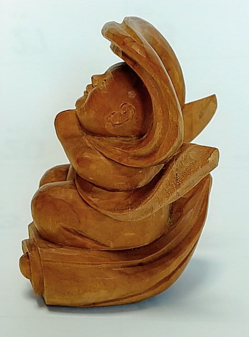 童子坐像 飛天 #567 ◆白檀 木彫 仏像