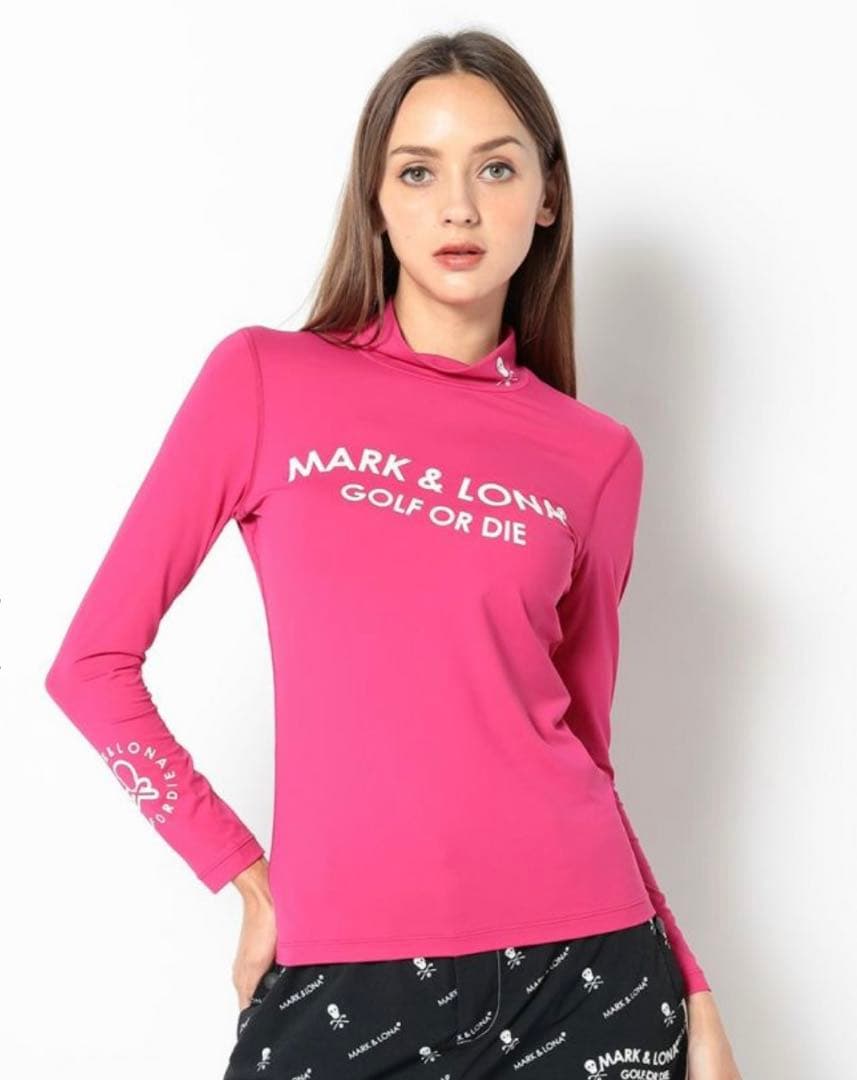 MARK & LONA ピンク 長袖 ハイネック ゴルフウェア