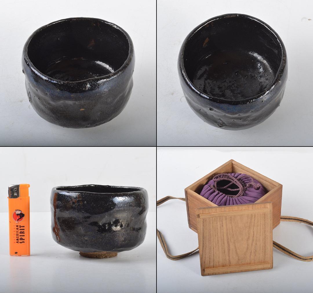 Gojyo　茶道具　楽吉左衛門　黒楽茶碗　仕覆付　共箱　M R4387