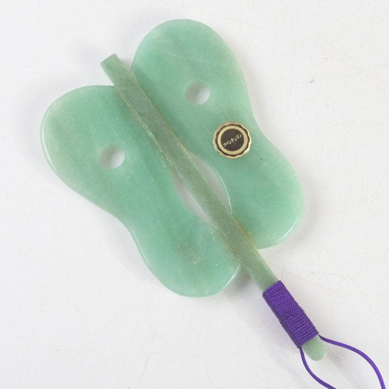 天然石　アベンチュリン　幸貴作　風林火山　軍配　縁起物　置物　共箱　V　9514