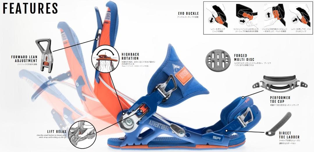 034 SP MOUNTAIN スノーボード　ビンディングバインディング　M