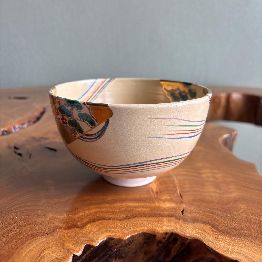 清栄寺窯 京焼 鶴 松梅 抹茶碗 茶道具 桐箱