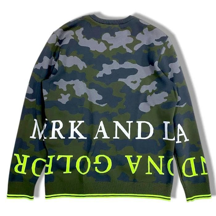 【超美品】MARK & LONA カモフラ柄 ストレッチ ニットセーター 50