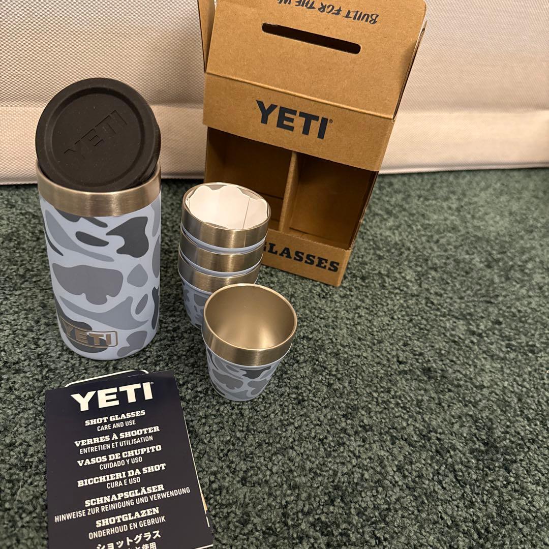 YETI ショットグラス 4個セット 迷彩 CAMO & ゴールド ステンレス