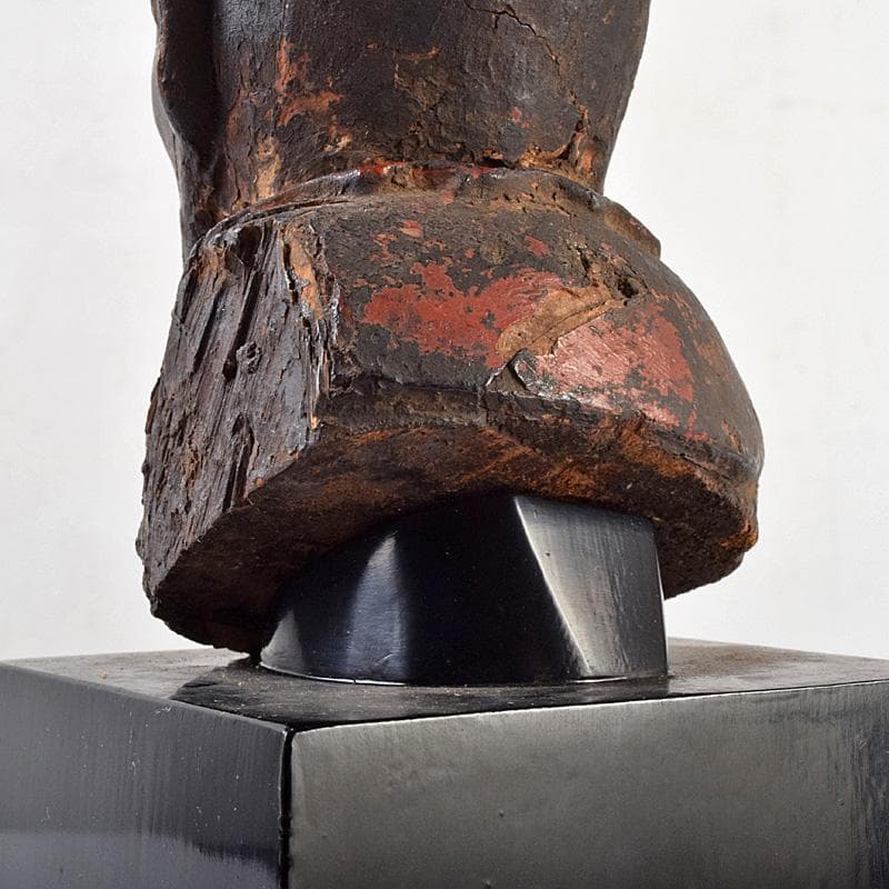 仏教美術　彩色木彫　玉眼入　十二神将像　仏像　木製台・時代箱付　G　R9231