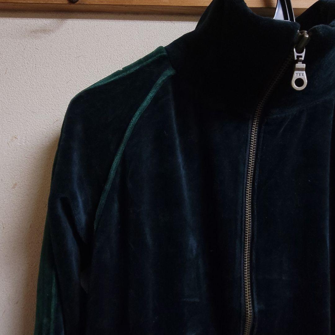 美品グラニフXS　ダークグリーン ベロアトラックジャケット