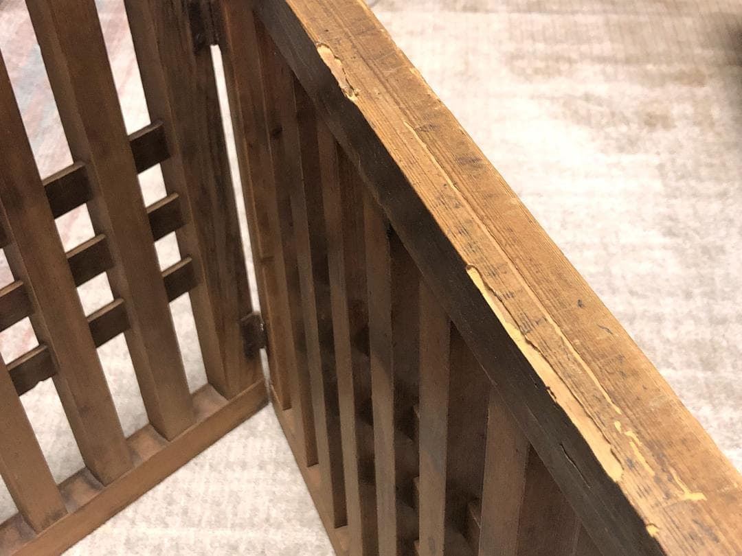 【 帳場格子 】　江戸末～昭和初期　開176×45ｃｍ　養生袋付き
