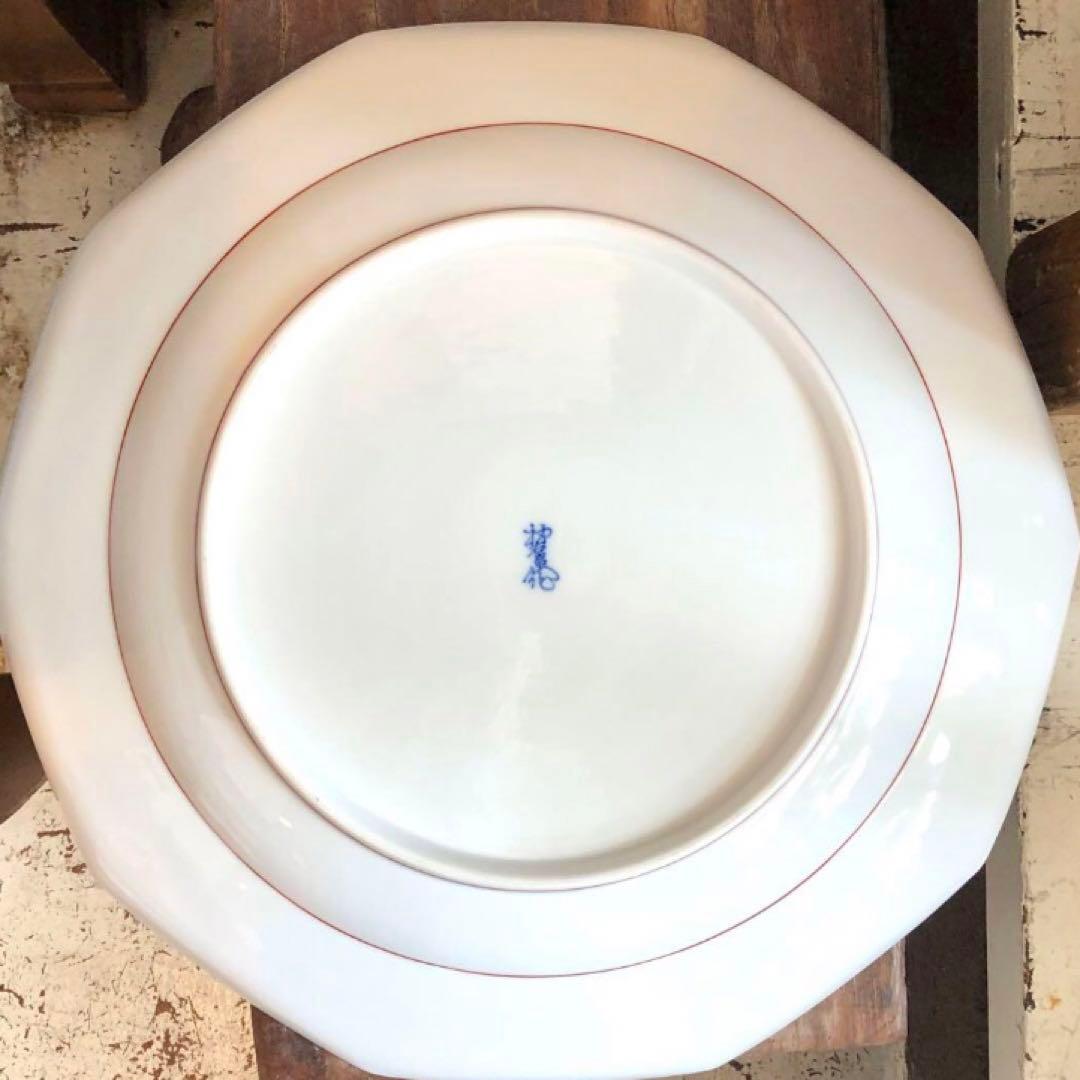 【木箱付き】 柿右衛門 色絵竹梅鶉　十角皿