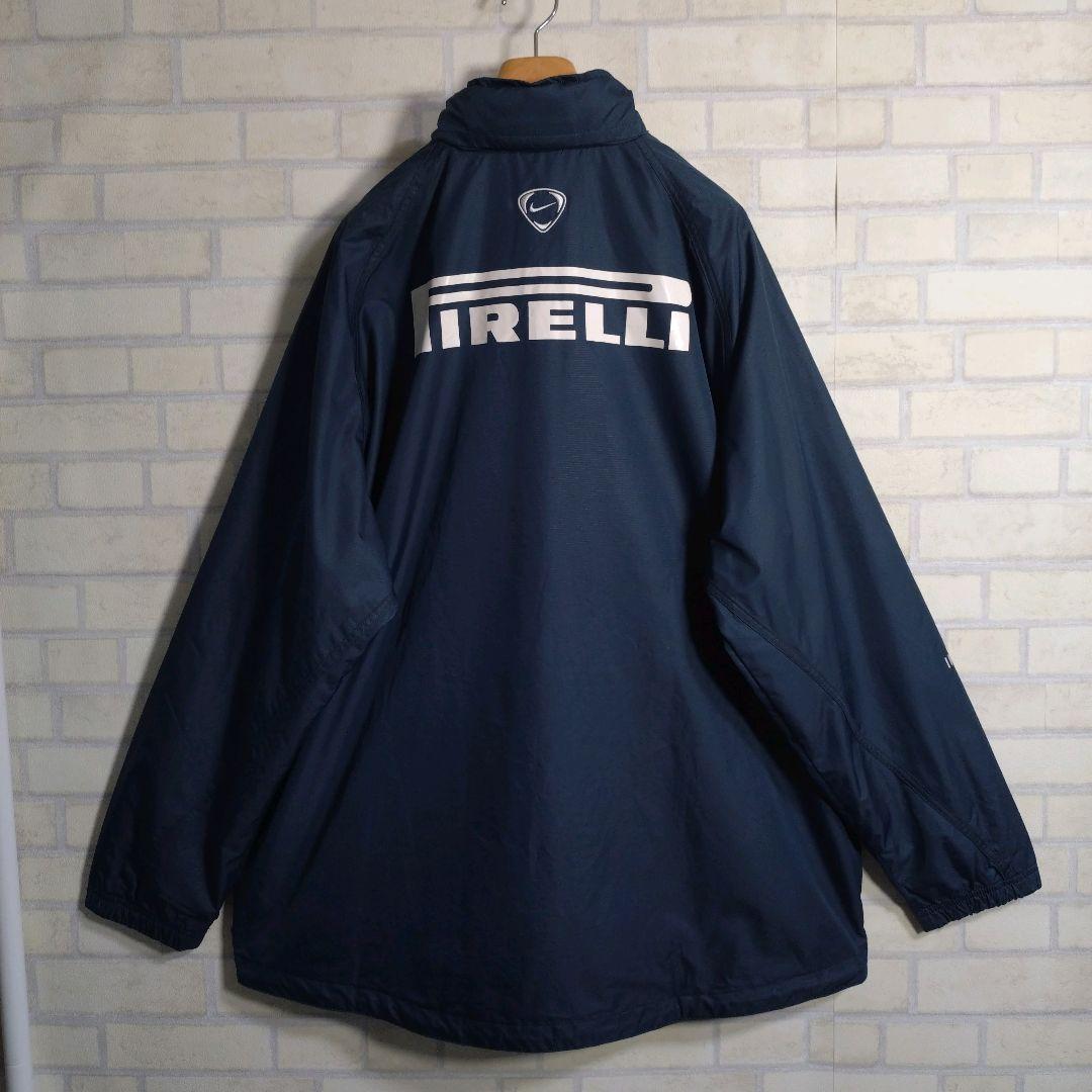 ナイキ★00s インテル PIRELLI 刺繍ロゴ ナイロンジャケット 紺 XL