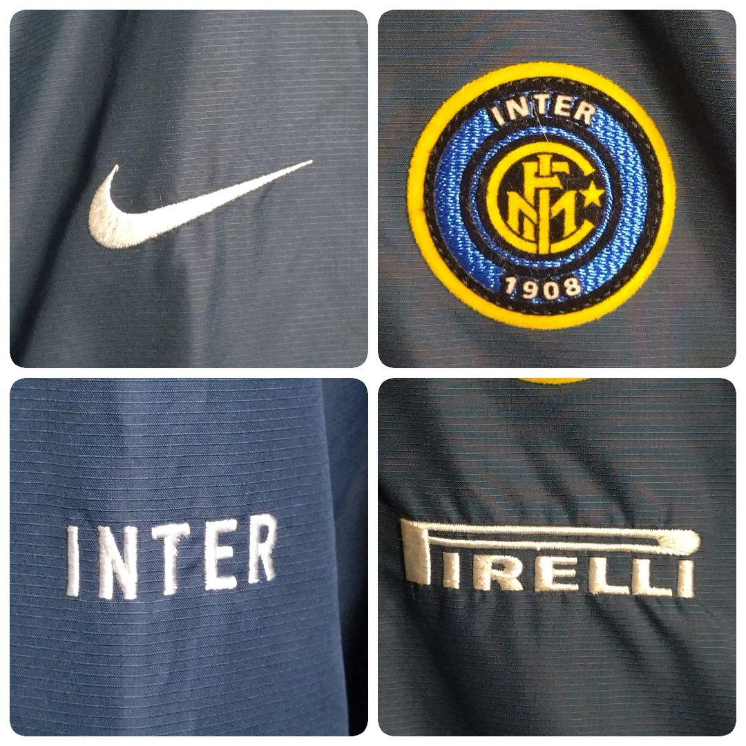 ナイキ★00s インテル PIRELLI 刺繍ロゴ ナイロンジャケット 紺 XL