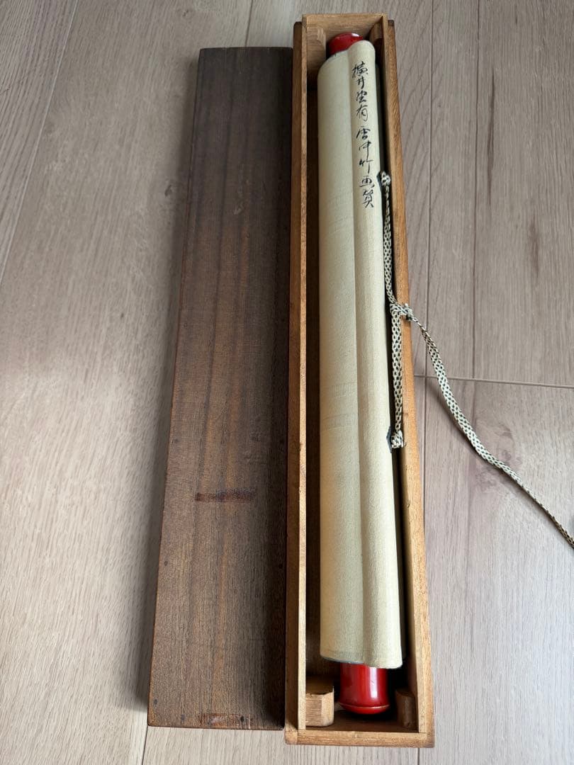 雪中竹画　掛軸