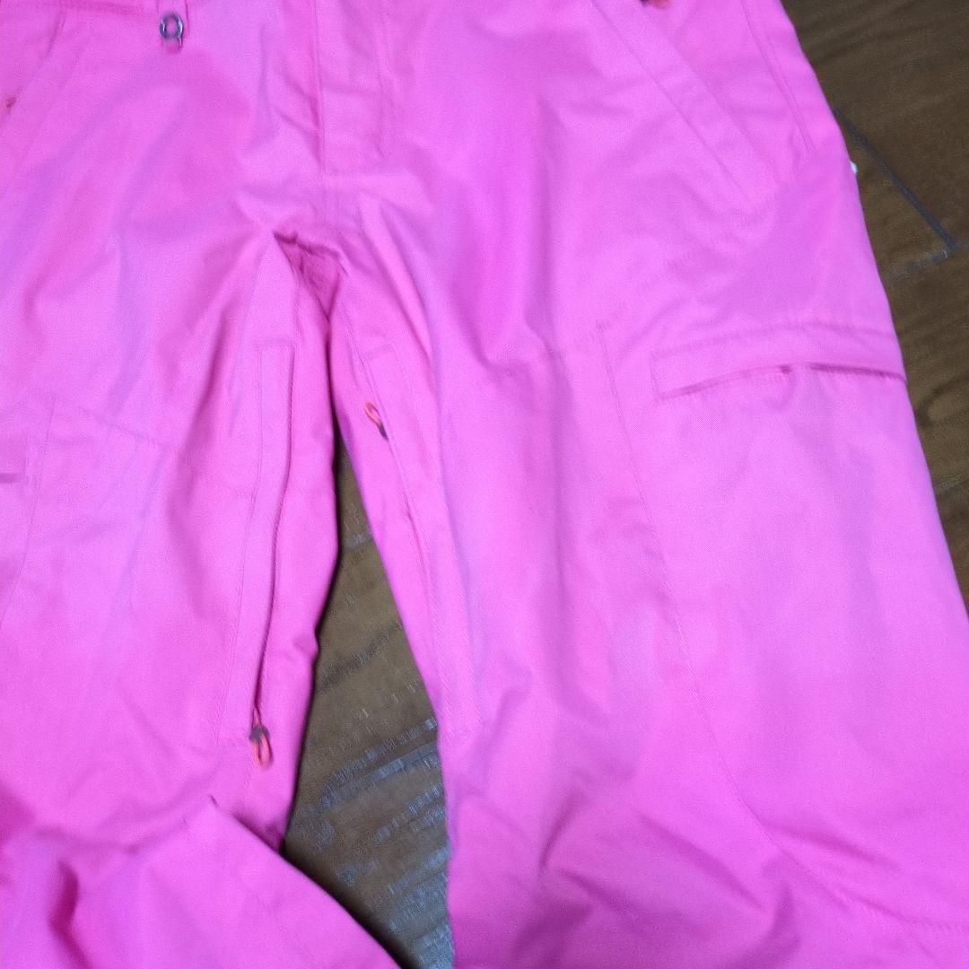 【美品】ROXY　スノボウェア　上下セット　L　総柄　羽根　フェザー　ピンク