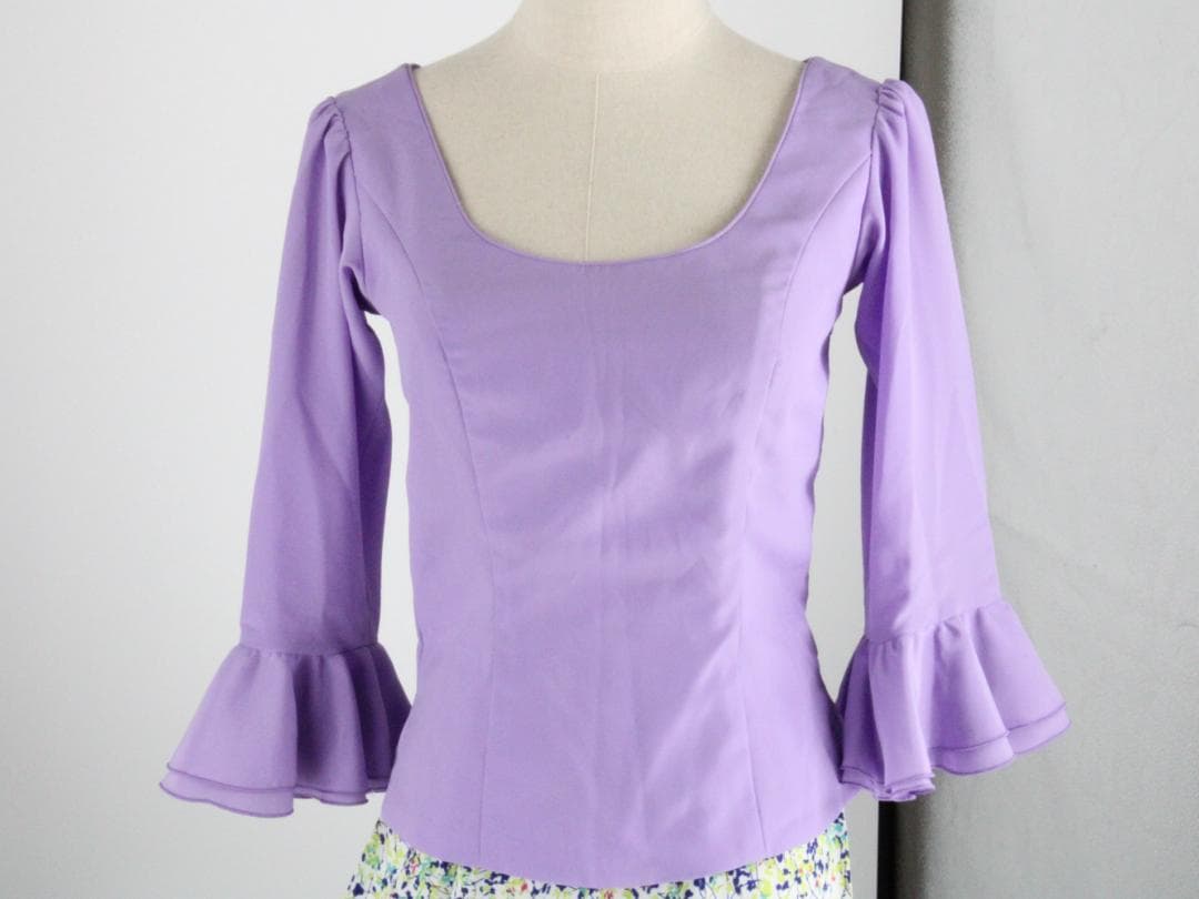 【美品 フラメンコ衣装 ツーピース】マルチカラー柄×レース地 HERMOSA