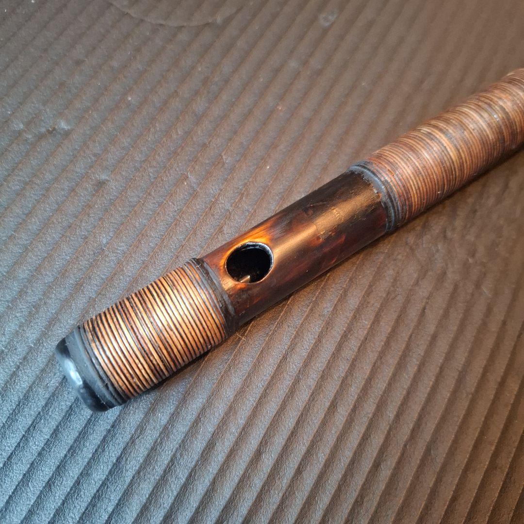 篠笛　古典調　7穴　四本調子　天地胴籐巻き　燻風仕上げ