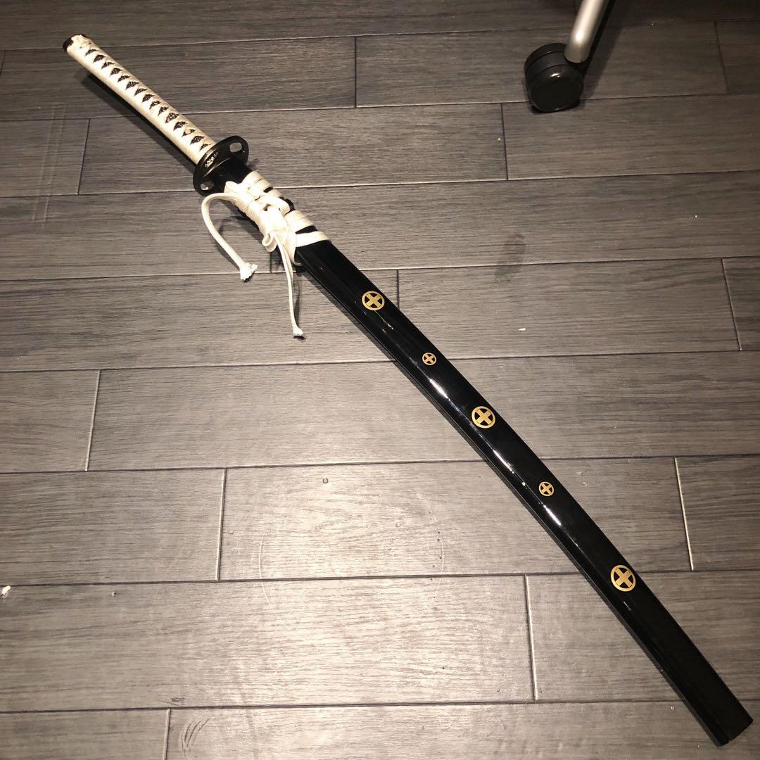 高級模造刀　樋有刀身 白拵え　居合刀　太刀　本格模造刀　紋様入り鞘