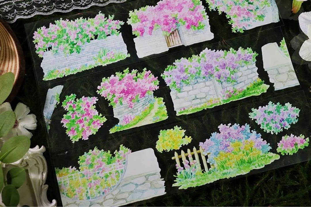 海外マスキングテープ巻売り 花壇 フラワー 風景マスキングテープ 806