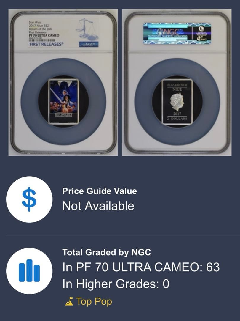 【NGC PF70】2017 スター・ウォーズ「ジェダイの帰還」銀貨 ニウエ