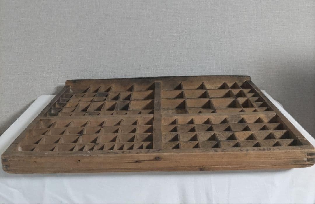 古い　木製 プリンタートレイ　アンティーク 　海外　トレー　ディスプレイ棚