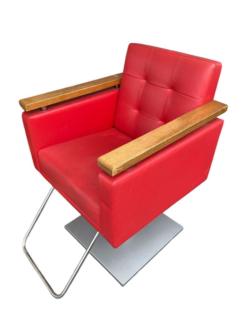 オオヒロ スタイリングチェア レッド 昇降 足踏みタイプ BRETT ma43