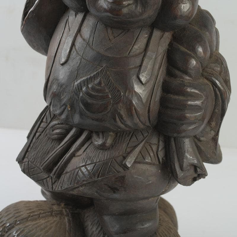 木彫　大黒天像　置物　縁起物　在銘　N　8646A