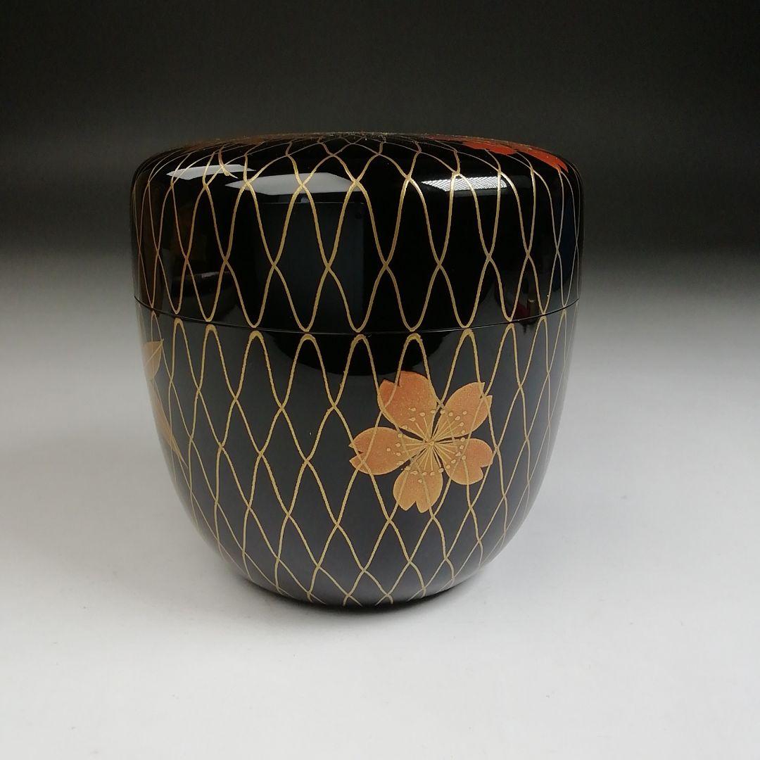 Ｔ９３２　棗　『網春秋蒔絵』『内銀地』『清水庄三 作』　共箱　茶道具