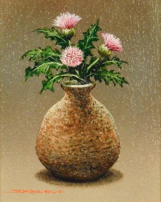 小阪正次　 　　伊賀壷とあざみ