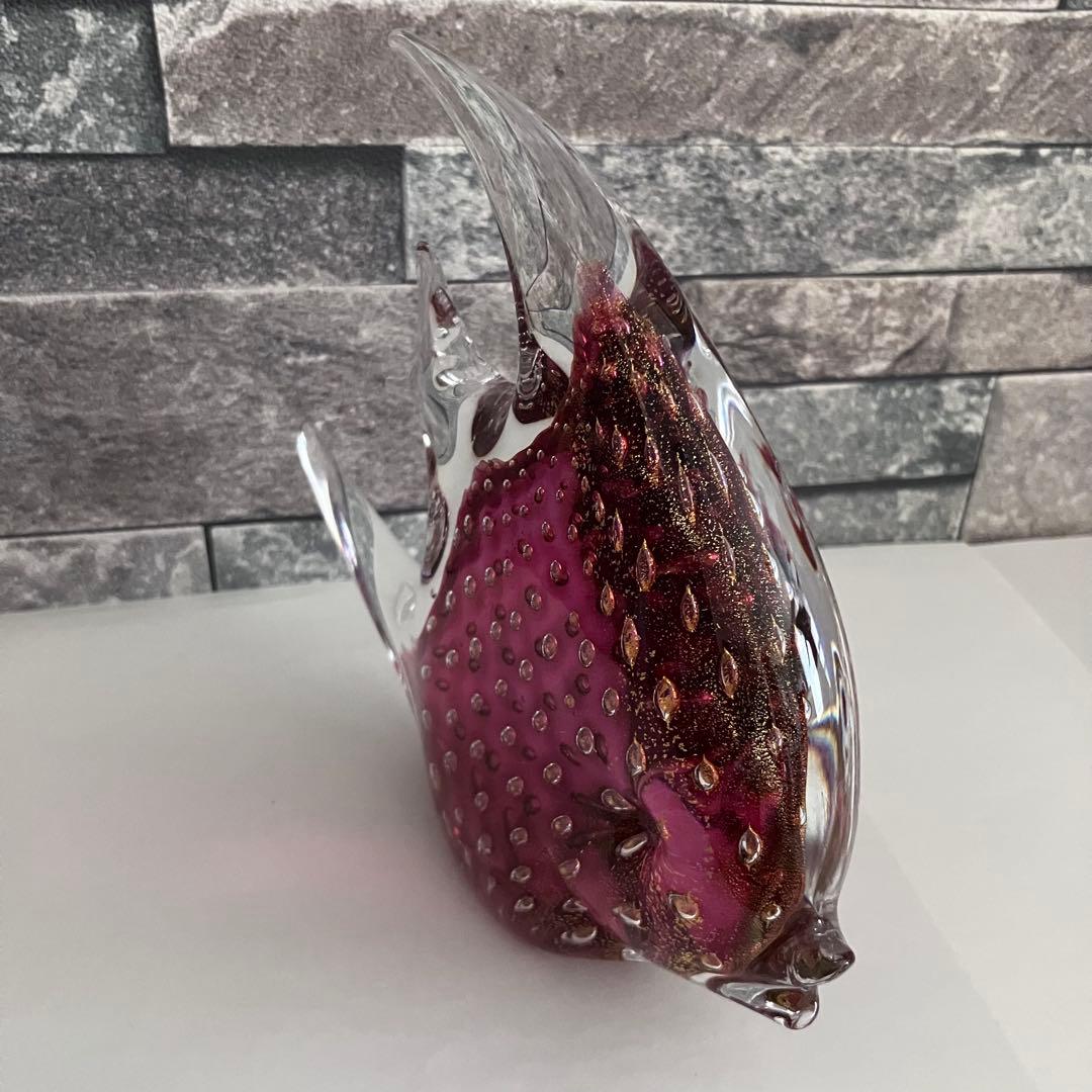 ヴェネチアングラス　ムラーノ　ガラス置物　硝子細工　魚　エンゼルフィッシュ