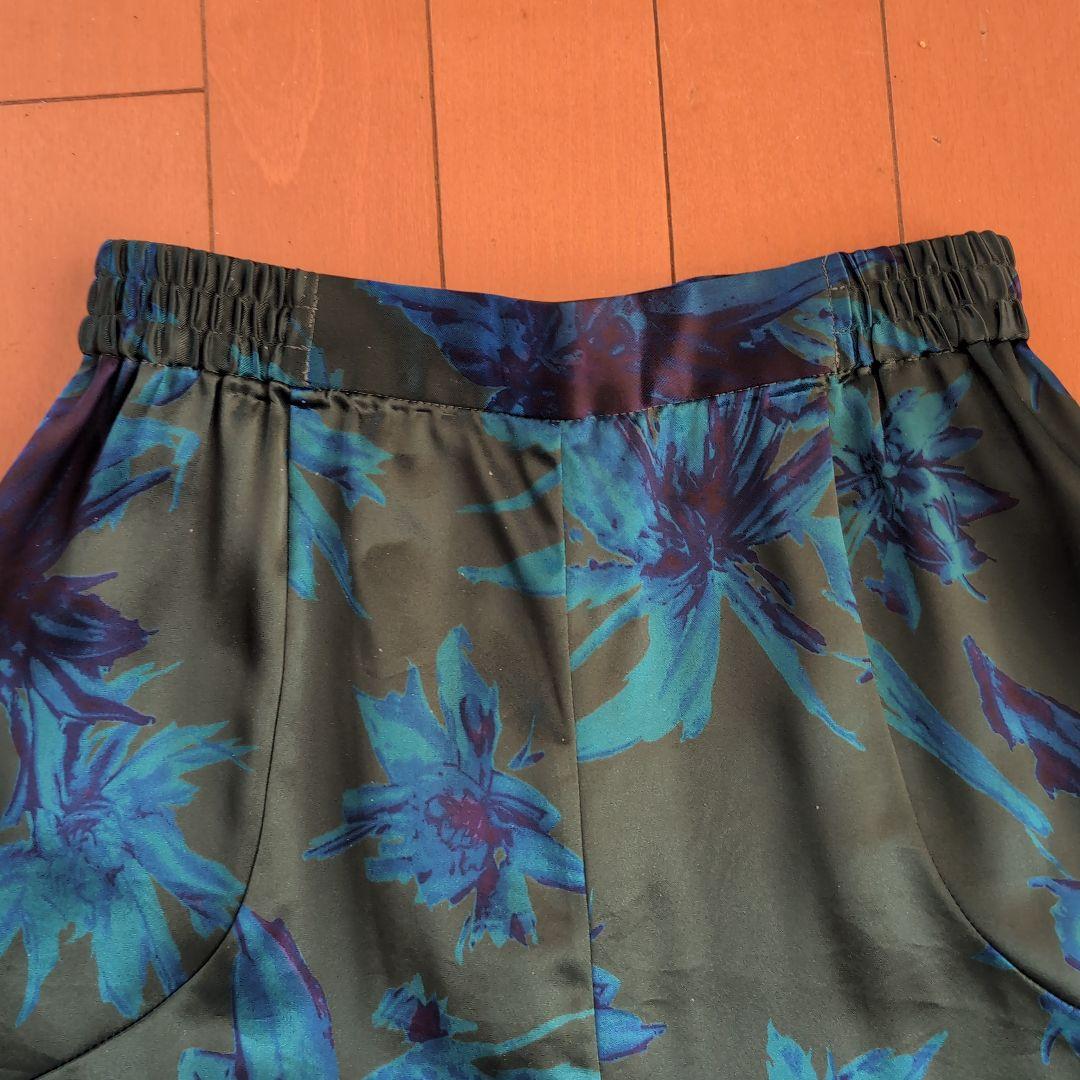 チャコット　社交ダンスロングスカート　花柄グリーン系