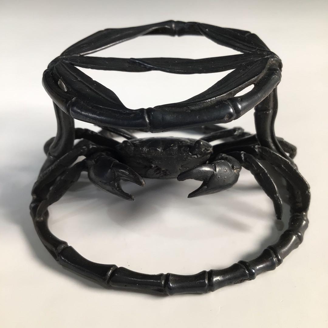 Ｍ５７７　蓋置　『一ノ瀬宗辰造』『砂張』『笹蟹蓋置』　共箱　茶道具