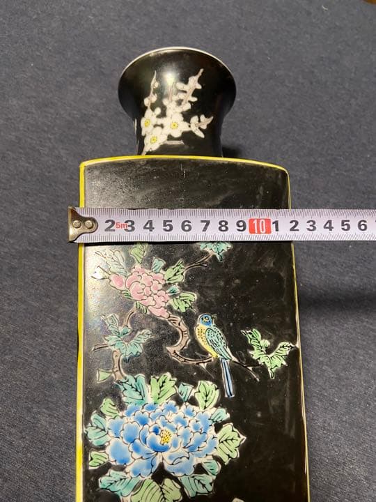 中国清末時代　粉彩 素三彩四方花瓶