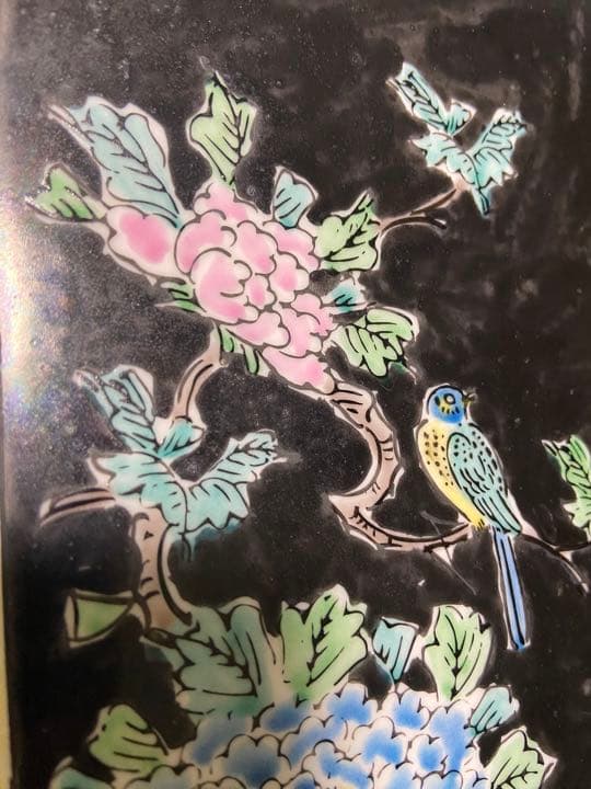 中国清末時代　粉彩 素三彩四方花瓶