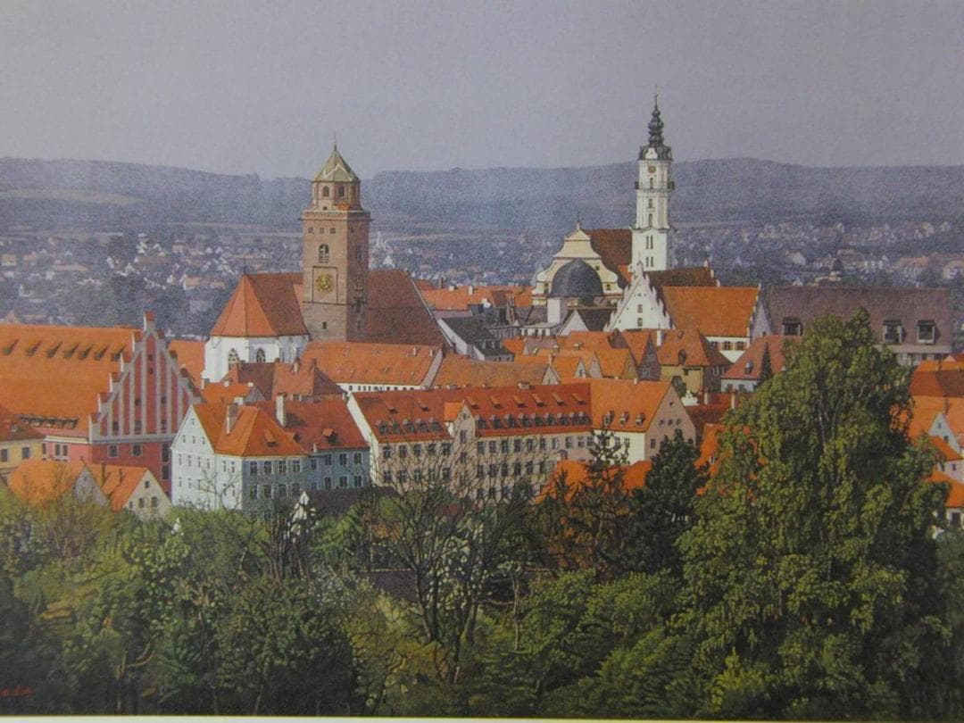 羽田裕、【五月のドナウヴェルト】、希少な画集画、新品高級額・額装付