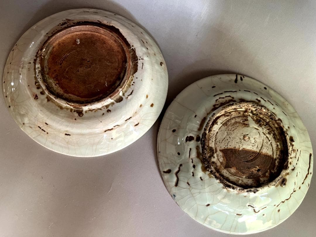 皿■呉須手 南京染付 明時代末期～清時代初期（17世紀頃）砂高台 2枚 青華■