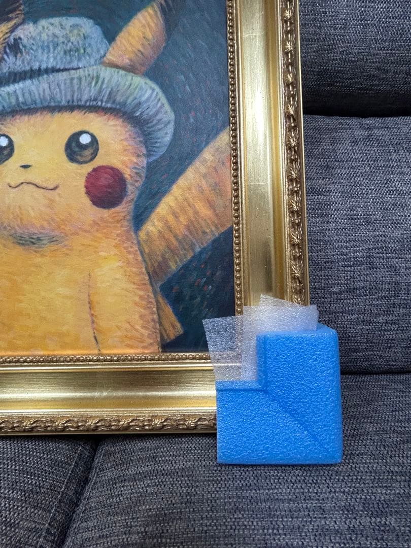 ゴッホピカチュウ　キャンバスアート　希少　金枠　Mサイズ　65cm✖️50cm