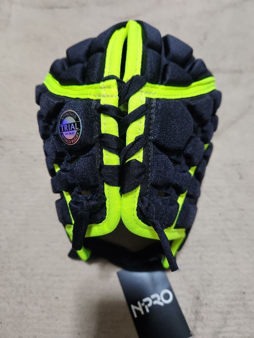 N-PRO 新品ヘッドギア　ヘッドキャップ 黒✕ネオンイエローSizeM