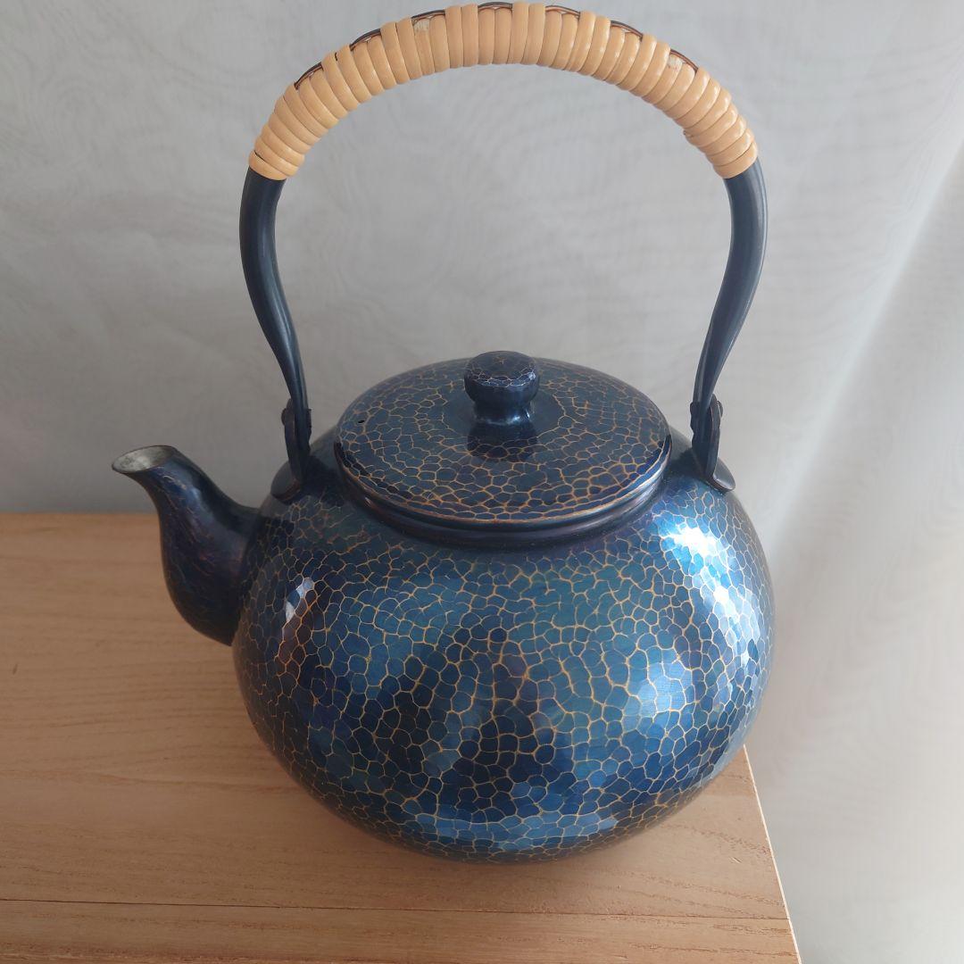 【希少】未使用美品　北越堂　鎚起銅器　茶器揃　青色金古銅製　銅器　玉川堂