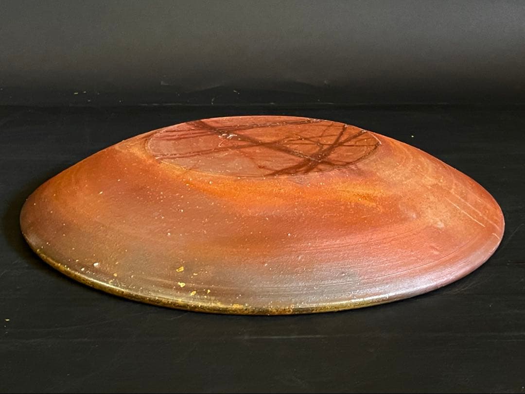 【美品】「母」 備前焼 大皿 馬場 祥輔 窯変 牡丹餅 胡麻 共箱 （E）