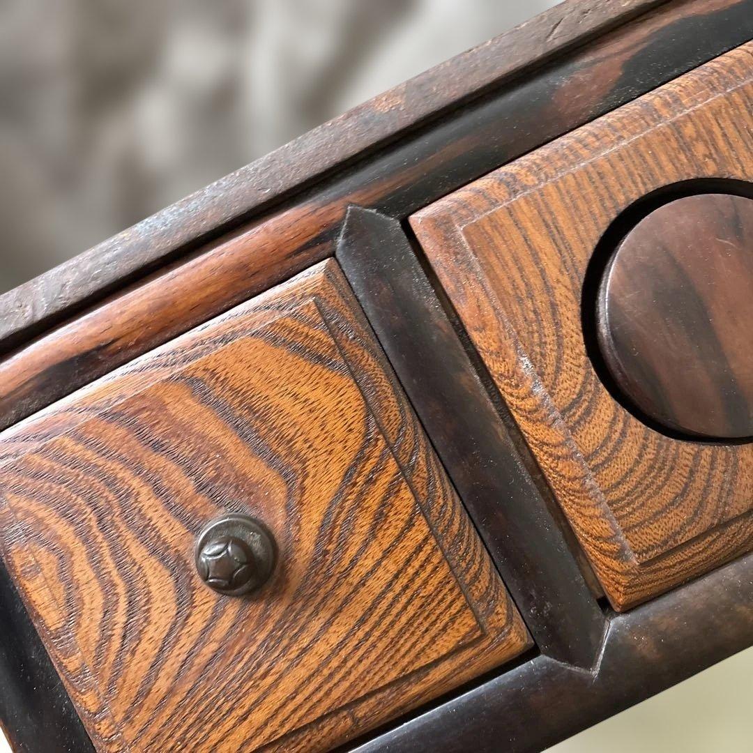 最終処分特価コンパクトな長火鉢　上品煎茶用ミニ灰付き素敵な木の雰囲気茶道具状態良