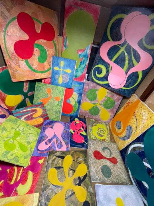 油絵　現代アート　太陽　　作者　あんどうまさひ　油彩画