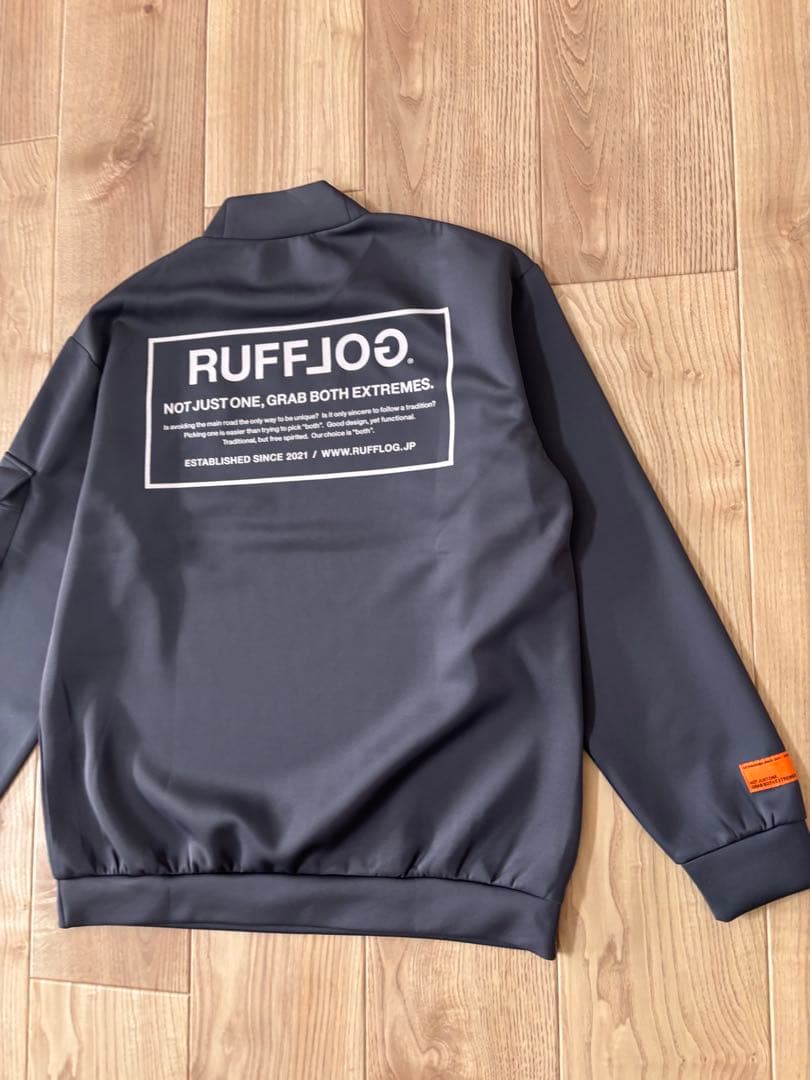 ラフロッグ　バックフレームロゴモックネックシャツ　グレー　新品