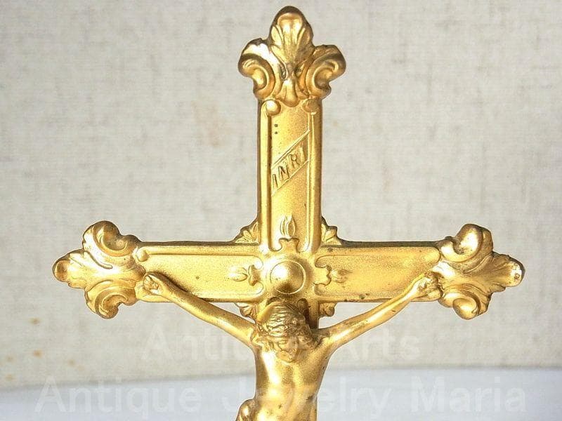 c1588 アール・ヌーヴォー アメリカ アンティーク 自立クロス 16.5cm