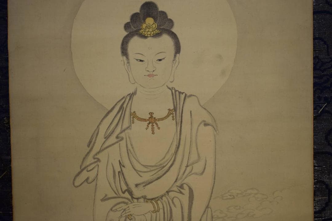 模写/橋本雅邦/魚藍観音図/布袋屋掛軸HD-810