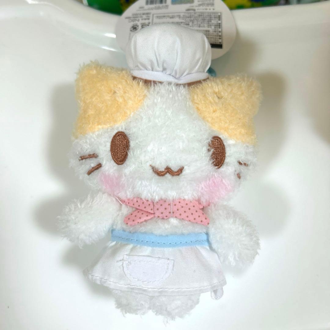 マシュマロみたいなふわふわにゃんこ　カラビナ付きマスコット　コック　メイド