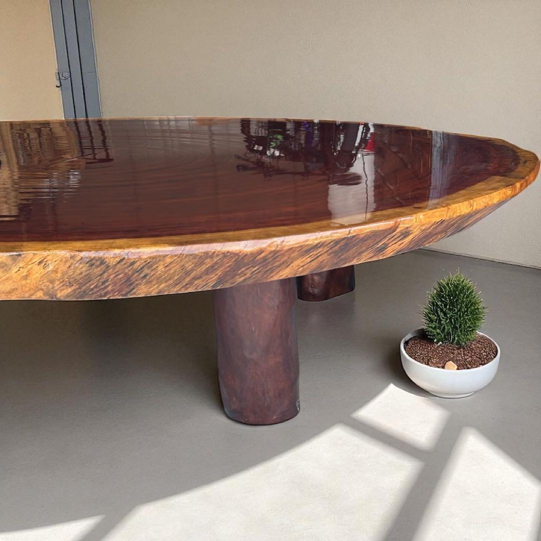 花梨✨一枚板テーブル 高級無垢材 ローテーブル 座卓 和モダン 天然木 鏡面仕上